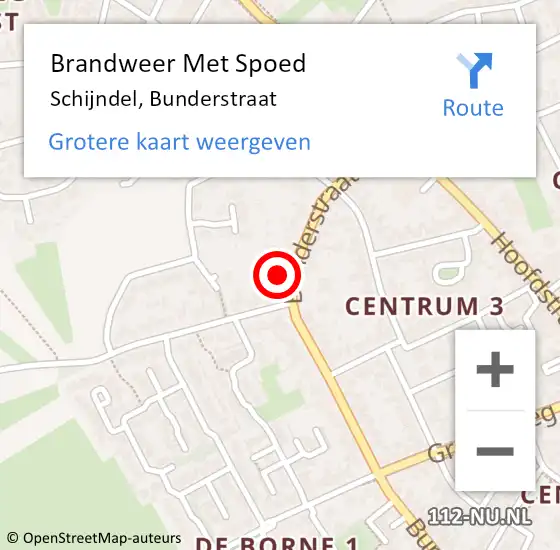 Locatie op kaart van de 112 melding: Brandweer Met Spoed Naar Schijndel, Bunderstraat op 4 maart 2024 18:39