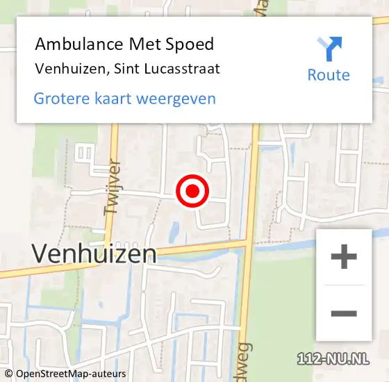Locatie op kaart van de 112 melding: Ambulance Met Spoed Naar Venhuizen, Sint Lucasstraat op 4 maart 2024 18:43