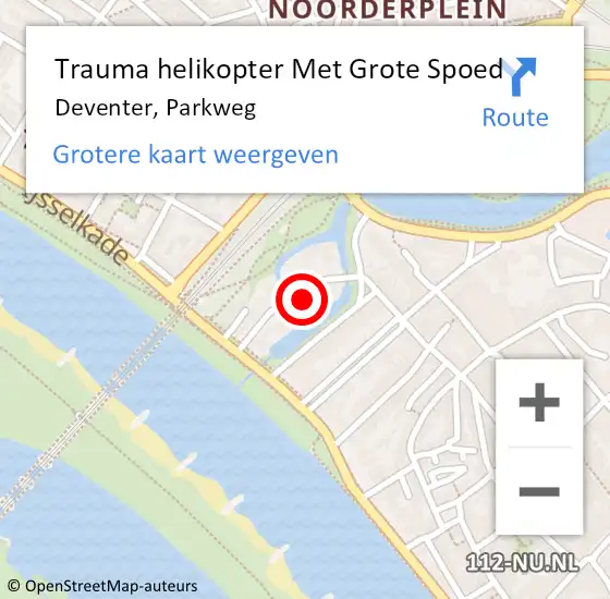 Locatie op kaart van de 112 melding: Trauma helikopter Met Grote Spoed Naar Deventer, Parkweg op 4 maart 2024 18:54