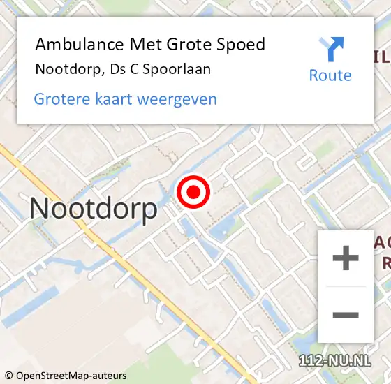 Locatie op kaart van de 112 melding: Ambulance Met Grote Spoed Naar Nootdorp, Ds C Spoorlaan op 28 september 2014 01:19