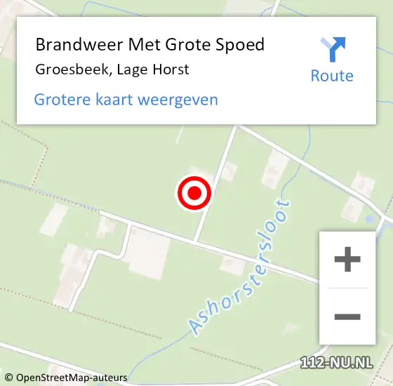 Locatie op kaart van de 112 melding: Brandweer Met Grote Spoed Naar Groesbeek, Lage Horst op 4 maart 2024 19:04