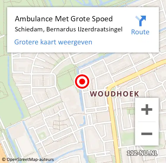 Locatie op kaart van de 112 melding: Ambulance Met Grote Spoed Naar Schiedam, Bernardus IJzerdraatsingel op 4 maart 2024 19:08