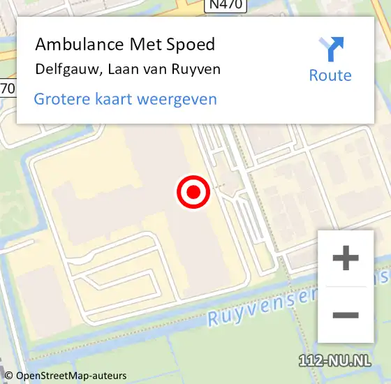Locatie op kaart van de 112 melding: Ambulance Met Spoed Naar Delfgauw, Laan van Ruyven op 4 maart 2024 19:10