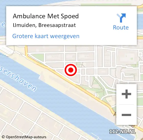 Locatie op kaart van de 112 melding: Ambulance Met Spoed Naar IJmuiden, Breesaapstraat op 4 maart 2024 19:40