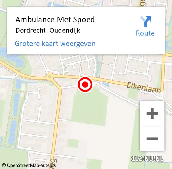 Locatie op kaart van de 112 melding: Ambulance Met Spoed Naar Dordrecht, Oudendijk op 4 maart 2024 19:40