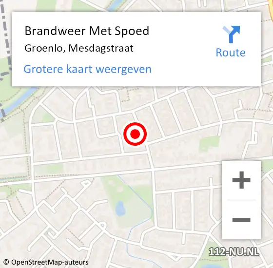 Locatie op kaart van de 112 melding: Brandweer Met Spoed Naar Groenlo, Mesdagstraat op 4 maart 2024 19:45