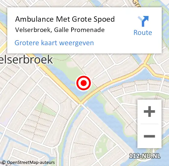 Locatie op kaart van de 112 melding: Ambulance Met Grote Spoed Naar Velserbroek, Galle Promenade op 4 maart 2024 19:46