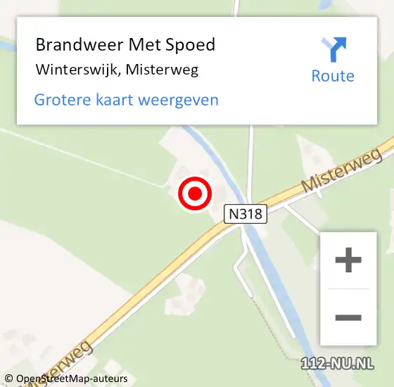Locatie op kaart van de 112 melding: Brandweer Met Spoed Naar Winterswijk, Misterweg op 4 maart 2024 19:55