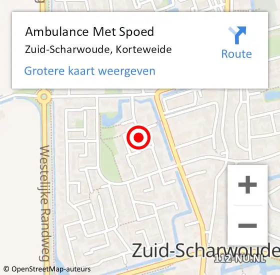 Locatie op kaart van de 112 melding: Ambulance Met Spoed Naar Zuid-Scharwoude, Korteweide op 4 maart 2024 19:57