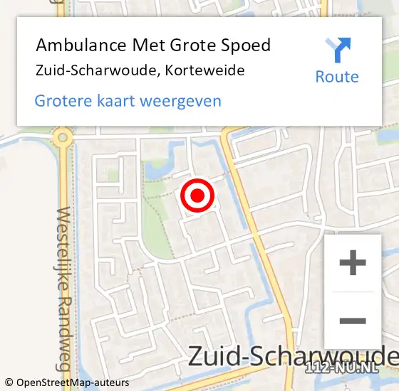 Locatie op kaart van de 112 melding: Ambulance Met Grote Spoed Naar Zuid-Scharwoude, Korteweide op 4 maart 2024 19:57