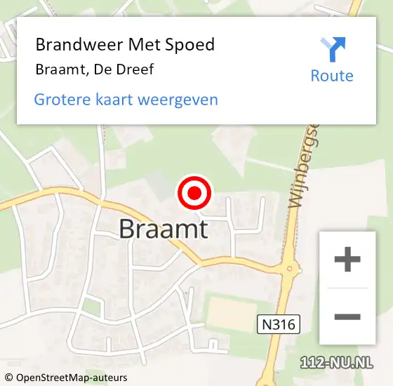 Locatie op kaart van de 112 melding: Brandweer Met Spoed Naar Braamt, De Dreef op 4 maart 2024 20:05