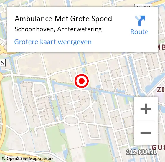 Locatie op kaart van de 112 melding: Ambulance Met Grote Spoed Naar Schoonhoven, Achterwetering op 4 maart 2024 20:17