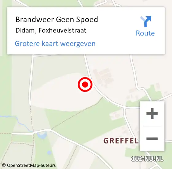 Locatie op kaart van de 112 melding: Brandweer Geen Spoed Naar Didam, Foxheuvelstraat op 4 maart 2024 20:30