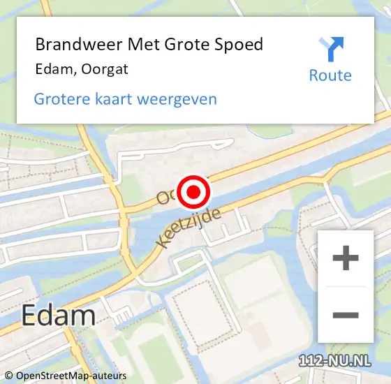 Locatie op kaart van de 112 melding: Brandweer Met Grote Spoed Naar Edam, Oorgat op 28 september 2014 01:40