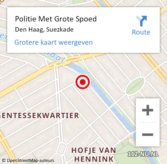 Locatie op kaart van de 112 melding: Politie Met Grote Spoed Naar Den Haag, Suezkade op 4 maart 2024 20:40