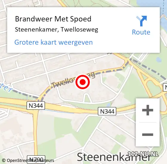 Locatie op kaart van de 112 melding: Brandweer Met Spoed Naar Steenenkamer, Twelloseweg op 4 maart 2024 20:45