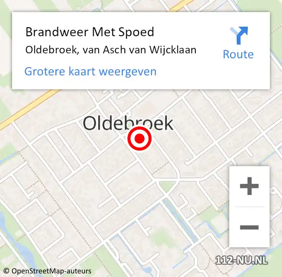 Locatie op kaart van de 112 melding: Brandweer Met Spoed Naar Oldebroek, van Asch van Wijcklaan op 4 maart 2024 20:49