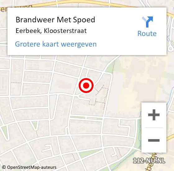 Locatie op kaart van de 112 melding: Brandweer Met Spoed Naar Eerbeek, Kloosterstraat op 4 maart 2024 21:04