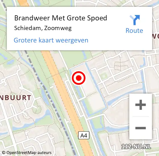 Locatie op kaart van de 112 melding: Brandweer Met Grote Spoed Naar Schiedam, Zoomweg op 4 maart 2024 21:07