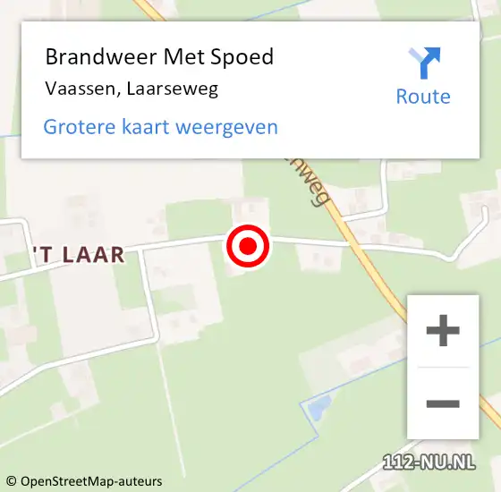 Locatie op kaart van de 112 melding: Brandweer Met Spoed Naar Vaassen, Laarseweg op 4 maart 2024 21:10