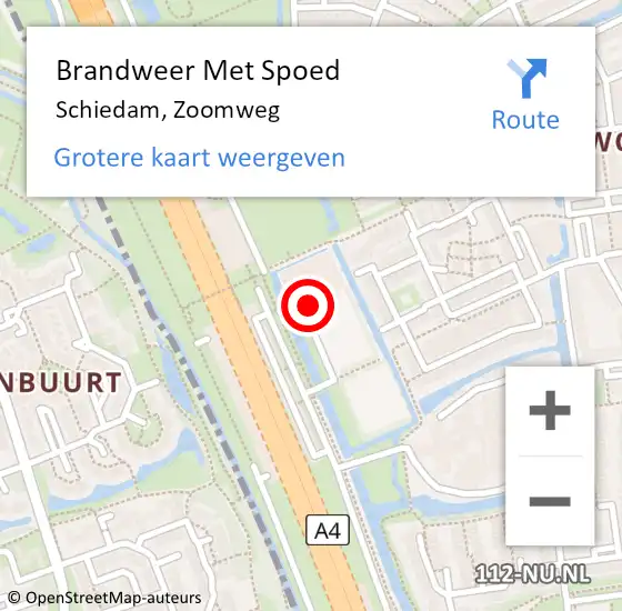 Locatie op kaart van de 112 melding: Brandweer Met Spoed Naar Schiedam, Zoomweg op 4 maart 2024 21:19