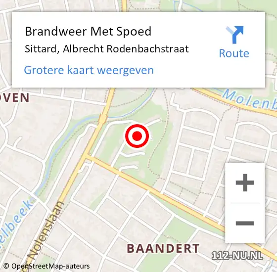 Locatie op kaart van de 112 melding: Brandweer Met Spoed Naar Sittard, Albrecht Rodenbachstraat op 4 maart 2024 21:42