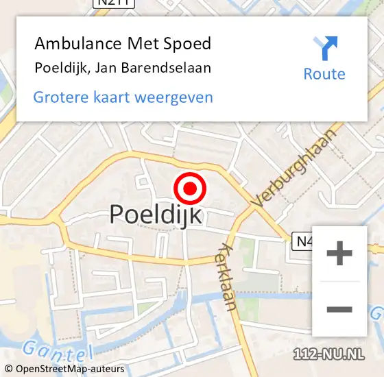 Locatie op kaart van de 112 melding: Ambulance Met Spoed Naar Poeldijk, Jan Barendselaan op 4 maart 2024 21:58