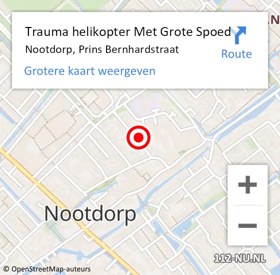 Locatie op kaart van de 112 melding: Trauma helikopter Met Grote Spoed Naar Nootdorp, Prins Bernhardstraat op 4 maart 2024 22:04