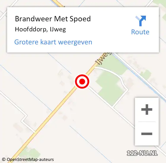 Locatie op kaart van de 112 melding: Brandweer Met Spoed Naar Hoofddorp, IJweg op 4 maart 2024 22:09