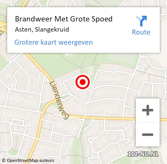 Locatie op kaart van de 112 melding: Brandweer Met Grote Spoed Naar Asten, Slangekruid op 4 maart 2024 22:14