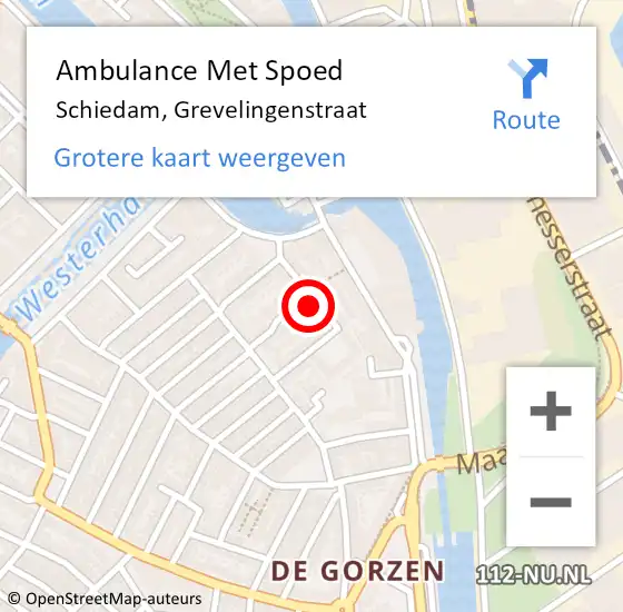 Locatie op kaart van de 112 melding: Ambulance Met Spoed Naar Schiedam, Grevelingenstraat op 4 maart 2024 22:56