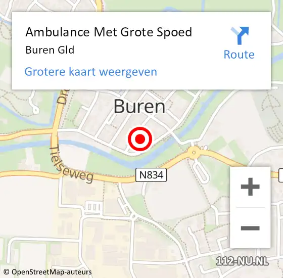 Locatie op kaart van de 112 melding: Ambulance Met Grote Spoed Naar Buren Gld op 28 september 2014 02:02