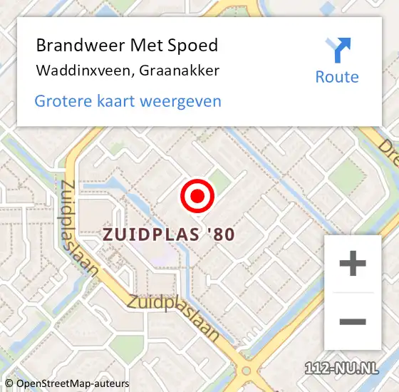 Locatie op kaart van de 112 melding: Brandweer Met Spoed Naar Waddinxveen, Graanakker op 4 maart 2024 22:58