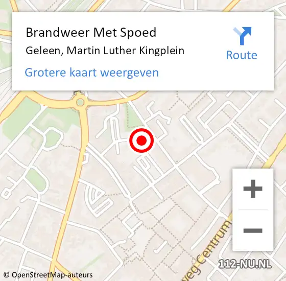 Locatie op kaart van de 112 melding: Brandweer Met Spoed Naar Geleen, Martin Luther Kingplein op 4 maart 2024 23:10