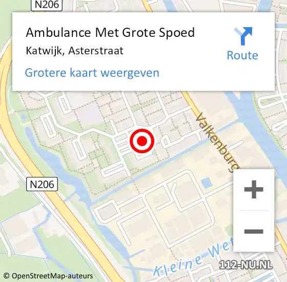 Locatie op kaart van de 112 melding: Ambulance Met Grote Spoed Naar Katwijk, Asterstraat op 4 maart 2024 23:15