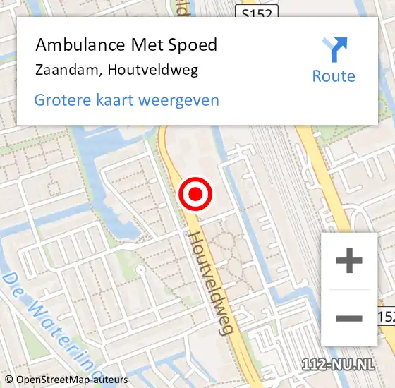 Locatie op kaart van de 112 melding: Ambulance Met Spoed Naar Zaandam, Houtveldweg op 4 maart 2024 23:46