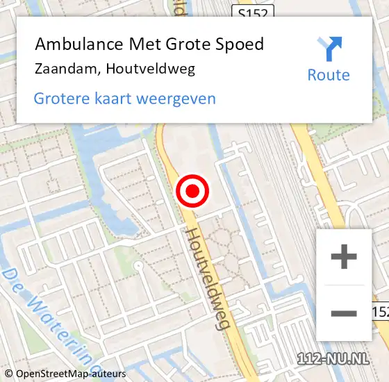Locatie op kaart van de 112 melding: Ambulance Met Grote Spoed Naar Zaandam, Houtveldweg op 4 maart 2024 23:56