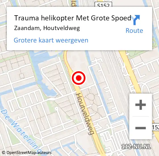 Locatie op kaart van de 112 melding: Trauma helikopter Met Grote Spoed Naar Zaandam, Houtveldweg op 4 maart 2024 23:56