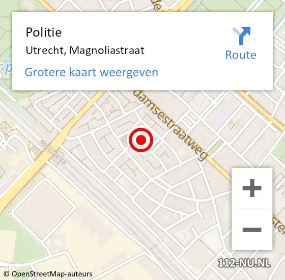 Locatie op kaart van de 112 melding: Politie Utrecht, Magnoliastraat op 5 maart 2024 00:12