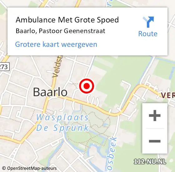 Locatie op kaart van de 112 melding: Ambulance Met Grote Spoed Naar Baarlo, Pastoor Geenenstraat op 28 september 2014 02:15