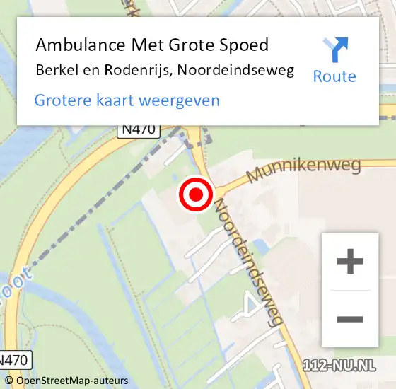 Locatie op kaart van de 112 melding: Ambulance Met Grote Spoed Naar Berkel en Rodenrijs, Noordeindseweg op 5 maart 2024 01:17