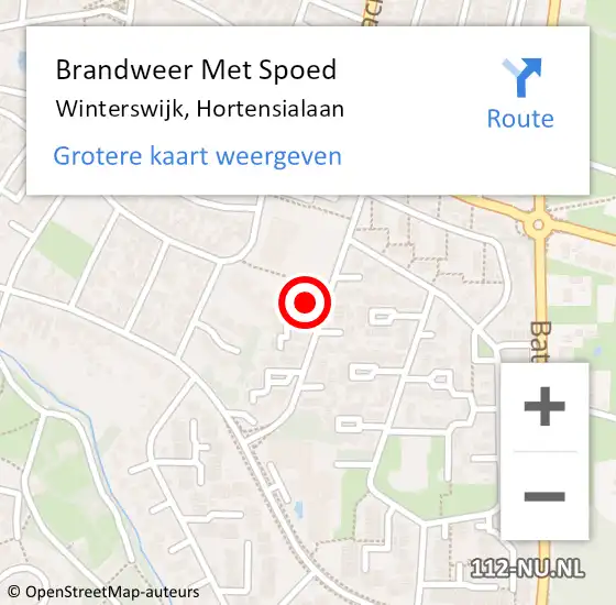 Locatie op kaart van de 112 melding: Brandweer Met Spoed Naar Winterswijk, Hortensialaan op 5 maart 2024 02:35