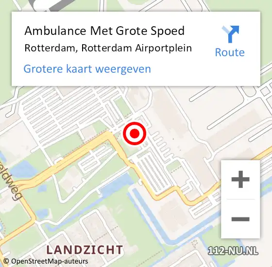 Locatie op kaart van de 112 melding: Ambulance Met Grote Spoed Naar Rotterdam, Rotterdam Airportplein op 5 maart 2024 03:46