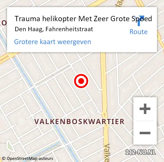 Locatie op kaart van de 112 melding: Trauma helikopter Met Zeer Grote Spoed Naar Den Haag, Fahrenheitstraat op 5 maart 2024 03:56