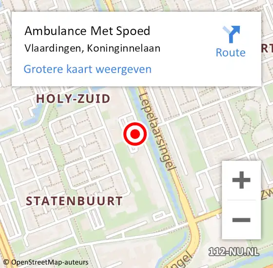 Locatie op kaart van de 112 melding: Ambulance Met Spoed Naar Vlaardingen, Koninginnelaan op 5 maart 2024 04:27