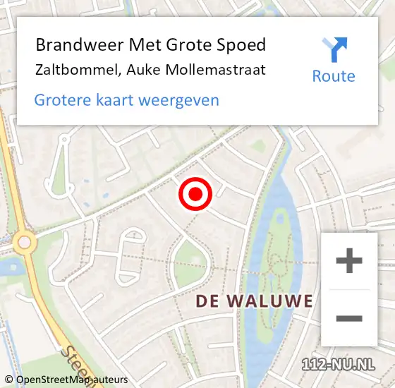 Locatie op kaart van de 112 melding: Brandweer Met Grote Spoed Naar Zaltbommel, Auke Mollemastraat op 5 maart 2024 05:00