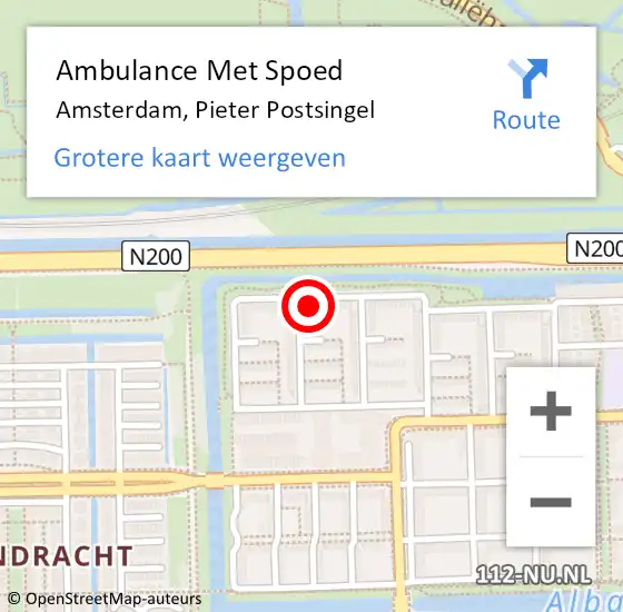 Locatie op kaart van de 112 melding: Ambulance Met Spoed Naar Amsterdam, Pieter Postsingel op 5 maart 2024 05:48