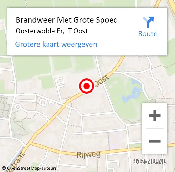 Locatie op kaart van de 112 melding: Brandweer Met Grote Spoed Naar Oosterwolde Fr, 'T Oost op 28 september 2014 02:33