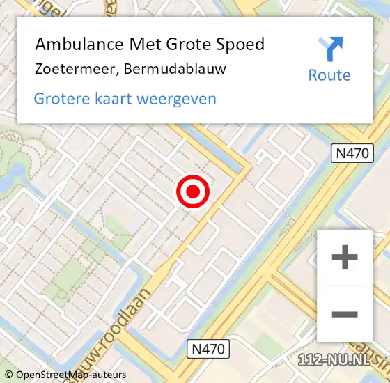 Locatie op kaart van de 112 melding: Ambulance Met Grote Spoed Naar Zoetermeer, Bermudablauw op 5 maart 2024 06:33