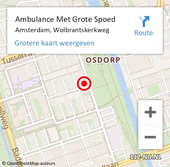 Locatie op kaart van de 112 melding: Ambulance Met Grote Spoed Naar Amsterdam, Wolbrantskerkweg op 5 maart 2024 07:35